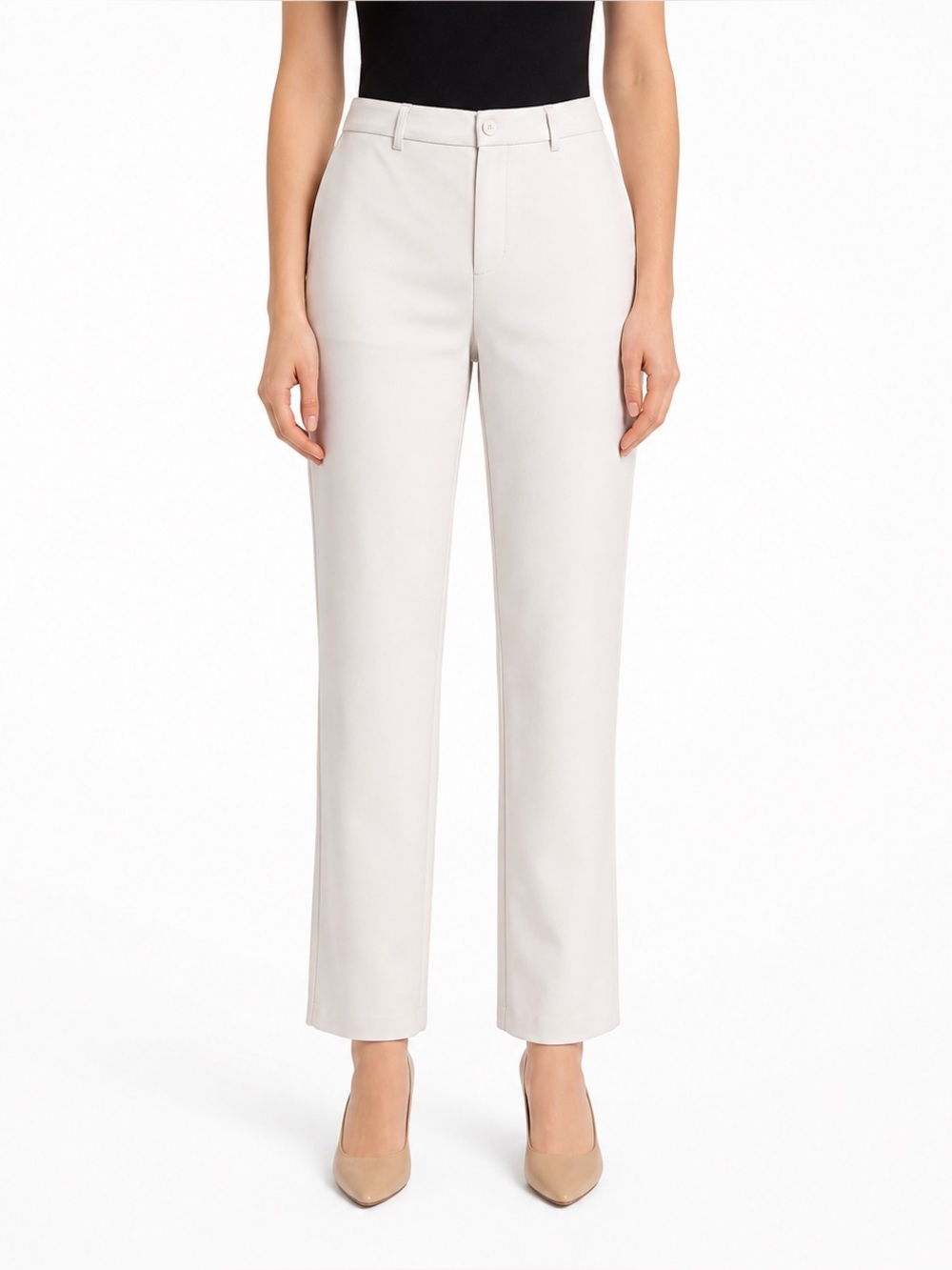 INVESTMENTS Petites White Straight Leg Pants Size 8P Polyester Blend